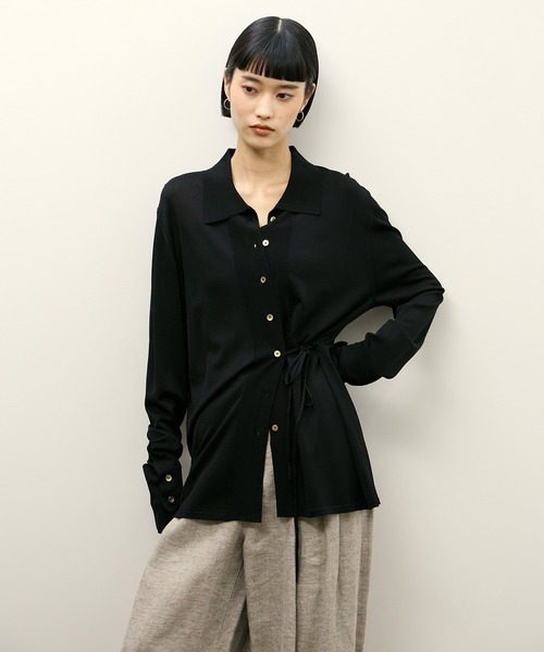 ADAM ET ROPE'（アダムエロペ）の「ニットシャツカーディガン（カーディガン/ボレロ・レディース・ブラウン/ブラック・FREE）」の12枚目の写真