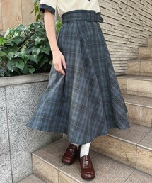 an another angelus | サイド切替チェックフレアースカート(スカート)