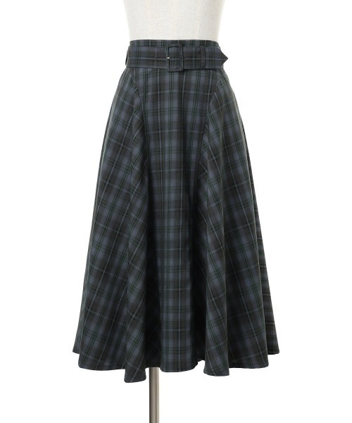 an another angelus（アンアナザーアンジェラス）の「サイド切替チェックフレアースカート（スカート・レディース・ブラック/グリーン・FREE）」の15枚目の写真