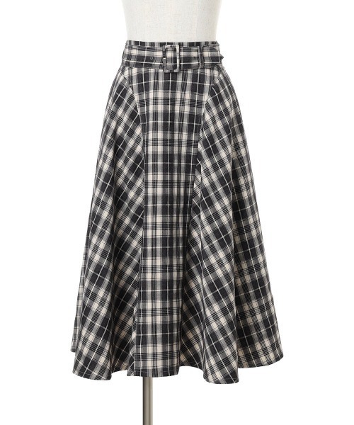 an another angelus（アンアナザーアンジェラス）の「サイド切替チェックフレアースカート（スカート・レディース・ブラック/グリーン・FREE）」の16枚目の写真