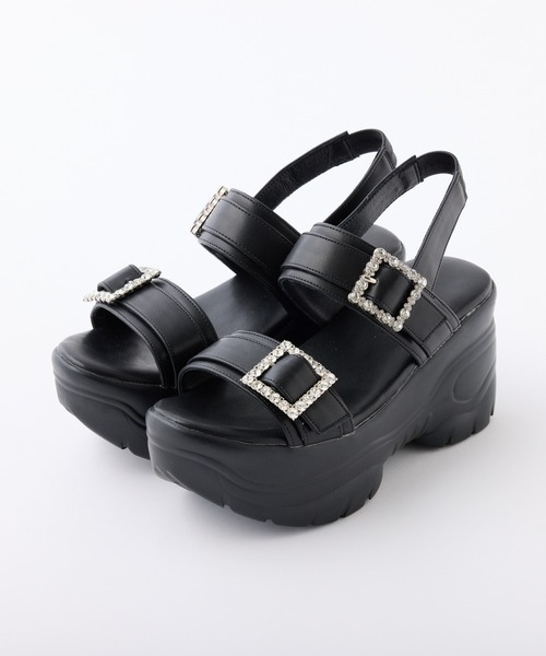 one after another NICE CLAUP（ワンアフターアナザーナイスクラップ）の「ビジューバックルスポーツサンダル（サンダル・レディース・ブラック/アイボリー・SMALL/LARGE/MEDIUM）」の2枚目の写真