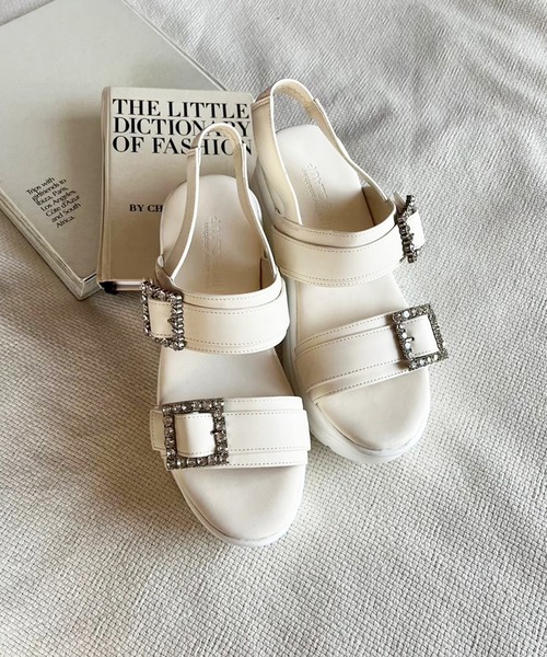 one after another NICE CLAUP（ワンアフターアナザーナイスクラップ）の「ビジューバックルスポーツサンダル（サンダル・レディース・ブラック/アイボリー・SMALL/LARGE/MEDIUM）」の11枚目の写真