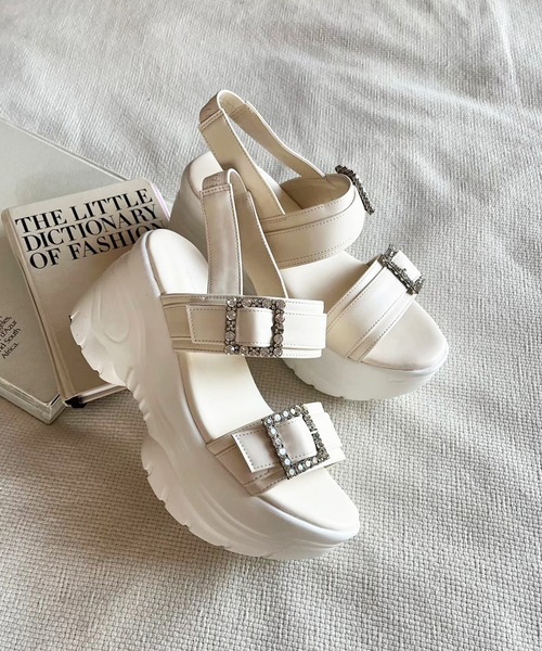 one after another NICE CLAUP（ワンアフターアナザーナイスクラップ）の「ビジューバックルスポーツサンダル（サンダル・レディース・ブラック/アイボリー・SMALL/LARGE/MEDIUM）」の12枚目の写真