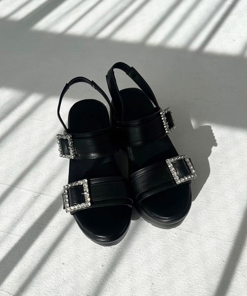 one after another NICE CLAUP（ワンアフターアナザーナイスクラップ）の「ビジューバックルスポーツサンダル（サンダル・レディース・ブラック/アイボリー・SMALL/LARGE/MEDIUM）」の16枚目の写真