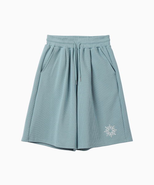 MENASOO（ミナス）の「Waffle Sweat Training Bermuda Pants（その他パンツ・レディース・スカイブルー/ブラック/ミックスグレー・F）」の6枚目の写真