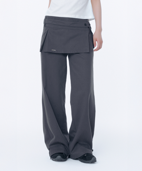 Button tab mini skirt pants set CHARCOAL（その他パンツ）｜Miseki