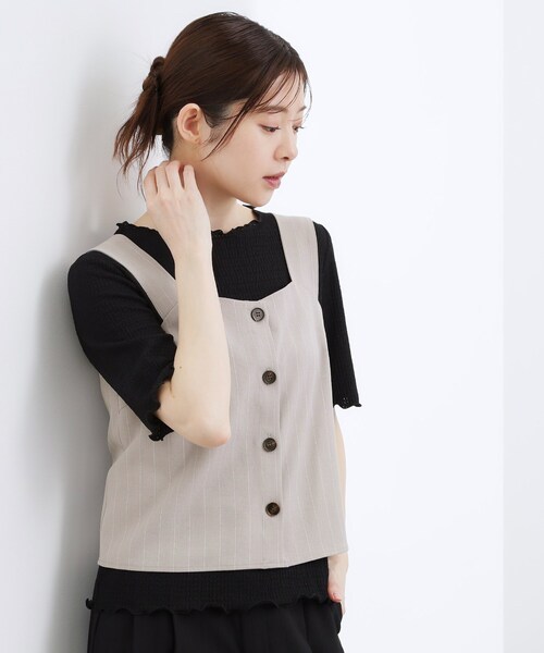 grove（グローブ）の「ストライプ ビスチェ＆インナーセット（その他トップス・レディース・ネイビー系2/ブラウン系3/グレー系2・04/03/02/05）」の4枚目の写真