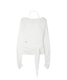 SECONDMONO（セカンドモノローグ）の「W.(SET)Tie Detail Layered Set Top [WHITE]_SEWTS025WHITE（Tシャツ/カットソー）」