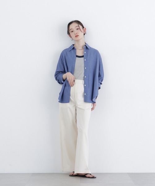 N.（N. Natural Beauty Basic）（エヌエヌナチュラルビューティーベーシック）の「ツイルワイドパンツ（その他パンツ・レディース・ベージュ/オフホワイト・FREE）」の4枚目の写真