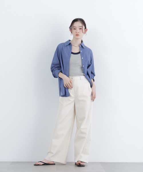 N.（N. Natural Beauty Basic）（エヌエヌナチュラルビューティーベーシック）の「ツイルワイドパンツ（その他パンツ・レディース・ベージュ/オフホワイト・FREE）」の5枚目の写真