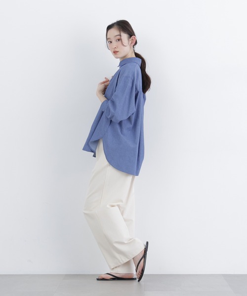 N.（N. Natural Beauty Basic）（エヌエヌナチュラルビューティーベーシック）の「ツイルワイドパンツ（その他パンツ・レディース・ベージュ/オフホワイト・FREE）」の8枚目の写真