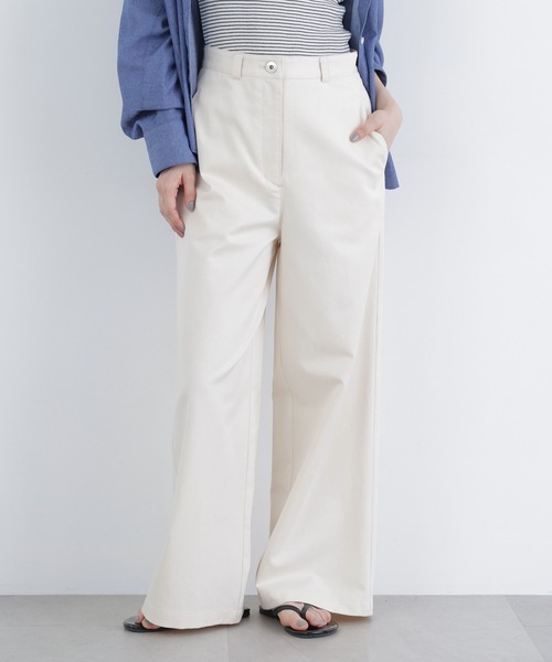 N.（N. Natural Beauty Basic）（エヌエヌナチュラルビューティーベーシック）の「ツイルワイドパンツ（その他パンツ・レディース・ベージュ/オフホワイト・FREE）」の9枚目の写真