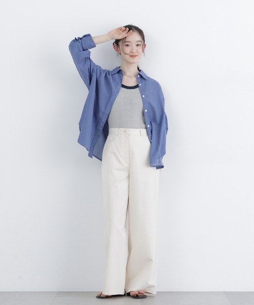 N.（N. Natural Beauty Basic）（エヌエヌナチュラルビューティーベーシック）の「ツイルワイドパンツ（その他パンツ・レディース・ベージュ/オフホワイト・FREE）」の10枚目の写真