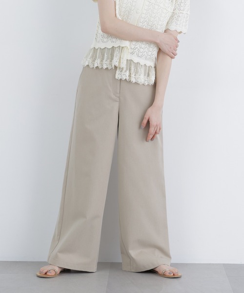 N.（N. Natural Beauty Basic）（エヌエヌナチュラルビューティーベーシック）の「ツイルワイドパンツ（その他パンツ・レディース・ベージュ/オフホワイト・FREE）」の19枚目の写真