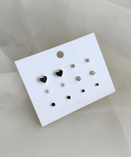 sowang(ソワン)の「ハートモチーフ6セットピアス(ピアス(両耳用)・レディース・ピンク/ホワイト/ブラック/レッド・FREE)」の11枚目の写真