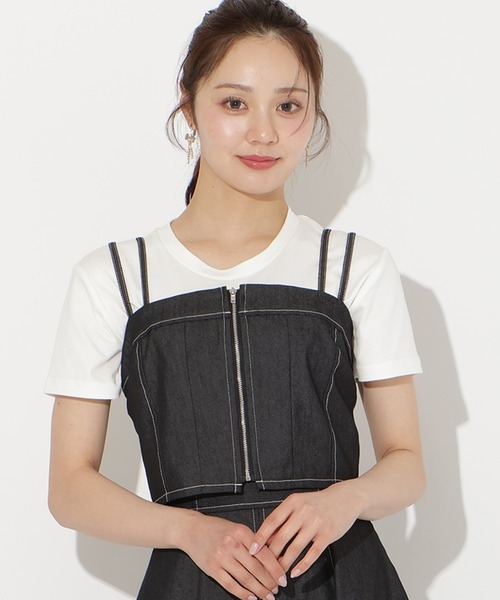 WILLSELECTION(ウィルセレクション)の「【セットアップ対応】フロントZIPデニムビスチェ(その他トップス・レディース・ブラック/ミント/ネイビー/ピンク・FREE)」の2枚目の写真