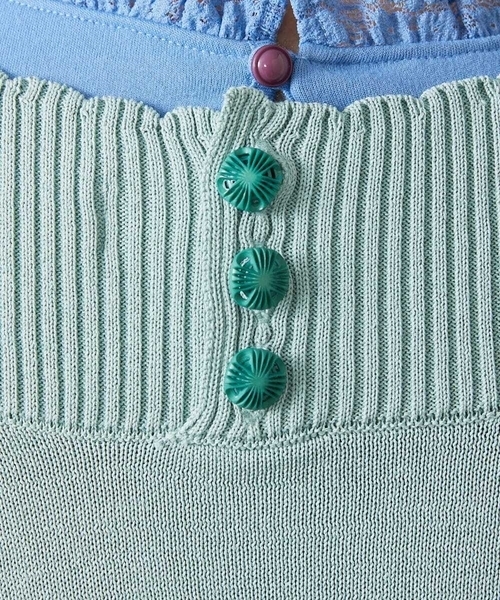 Jocomomola(ホコモモラ)の「El Rucio フラワー刺繍ニットプルオーバー(ニット/セーター・レディース・ダークインディゴブルー/ブラック・40)」の7枚目の写真