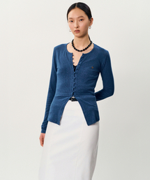 mea linen cardigan _ BLUE
