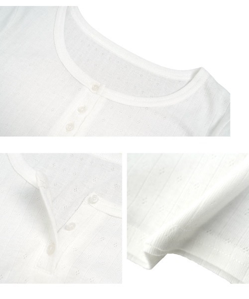 KOBE LETTUCE(コウベレタス)の「アイレットリブヘンリーネックトップス(Tシャツ/カットソー・レディース・ブラック/オフホワイト・M)」の18枚目の写真