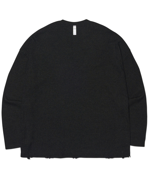 NOMANUAL(NOMANUAL)の「EMBLEM DAMAGED KNIT LONG SLEEVE TEE - BLACK(Tシャツ/カットソー・レディース・その他・MEDIUM/LARGE/SMALL/X-LARGE)」の4枚目の写真