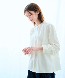 IEDIT 布はく見えして実はのびやかなカットソー素材の抗菌防臭加工美ノビホワイトブラウス