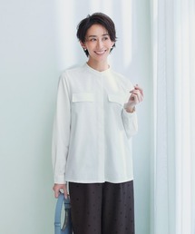 IEDIT 布はく見えして実はのびやかなカットソー素材の抗菌防臭加工美ノビホワイトブラウス