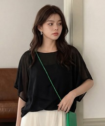 【ZOZO限定】レディース シフォンブラウス きれいめ 通勤 オフィスカジュアル 二の腕カバー リラックス