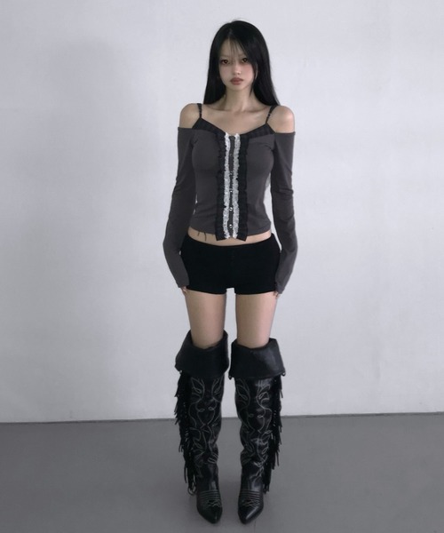 THEAIRTOWN（ジエアタウン）の「rael blose off top（Tシャツ/カットソー・レディース・ダークグレー/アイボリー/ブラック・FREE）」の11枚目の写真