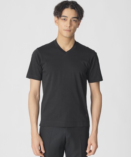 Paul Stuart(ポールスチュアート)の「【ジャケット合わせに最適】半袖ドレスVネックTシャツ(Tシャツ/カットソー・メンズ・チャコールグレー/ブラック/ホワイト・46/44/50/48/52)」の3枚目の写真