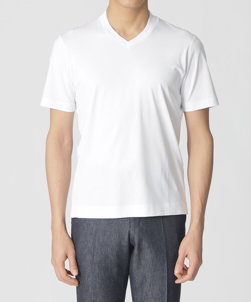 Paul Stuart(ポールスチュアート)の「【ジャケット合わせに最適】半袖ドレスVネックTシャツ(Tシャツ/カットソー・メンズ・チャコールグレー/ブラック/ホワイト・46/44/50/48/52)」の10枚目の写真