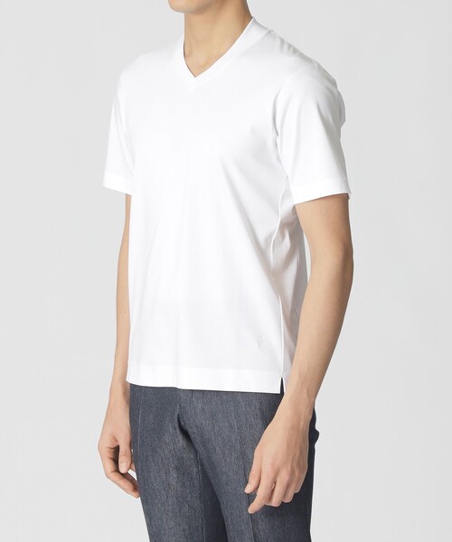 Paul Stuart(ポールスチュアート)の「【ジャケット合わせに最適】半袖ドレスVネックTシャツ(Tシャツ/カットソー・メンズ・チャコールグレー/ブラック/ホワイト・46/44/50/48/52)」の11枚目の写真
