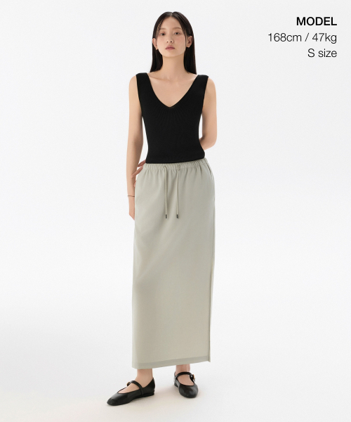 MUSINSA STANDARD WOMAN（ムシンサスタンダードウーマン）の「ウィメンズリネンライクバンディングロングスカート[ライトベージュ]（スカート・レディース・その他・X-SMALL/SMALL/MEDIUM/LARGE）」の2枚目の写真