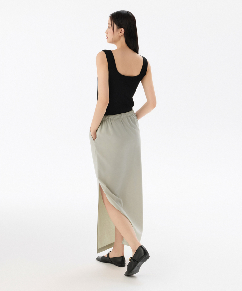 MUSINSA STANDARD WOMAN（ムシンサスタンダードウーマン）の「ウィメンズリネンライクバンディングロングスカート[ライトベージュ]（スカート・レディース・その他・X-SMALL/SMALL/MEDIUM/LARGE）」の3枚目の写真