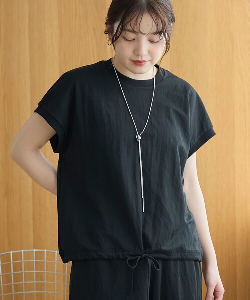 coen(コーエン)の「リネン混カノコフレンチスリーブカットソー(Tシャツ/カットソー・レディース・ブラウン/ベージュ/ブラック・M/L)」の1枚目の写真