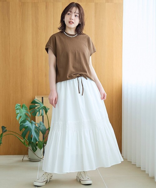 coen(コーエン)の「リネン混カノコフレンチスリーブカットソー(Tシャツ/カットソー・レディース・ブラウン/ベージュ/ブラック・M/L)」の16枚目の写真