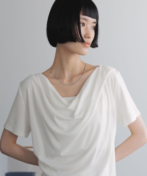 LOWRYS FARM（ローリーズファーム）の「ドレープオフショル５Ｓ 638383（Tシャツ/カットソー・レディース・ホワイト系その他/ホワイト/グレー/ブラック・FREE）」の7枚目の写真