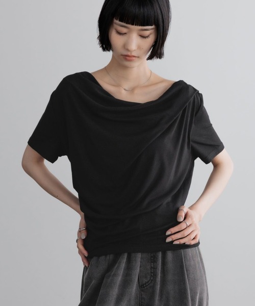 LOWRYS FARM（ローリーズファーム）の「ドレープオフショル５Ｓ 638383（Tシャツ/カットソー・レディース・ホワイト系その他/ホワイト/グレー/ブラック・FREE）」の8枚目の写真