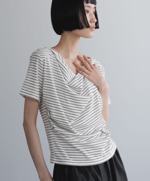 LOWRYS FARM（ローリーズファーム）の「ドレープオフショル５Ｓ 638383（Tシャツ/カットソー・レディース・ホワイト系その他/ホワイト/グレー/ブラック・FREE）」の12枚目の写真