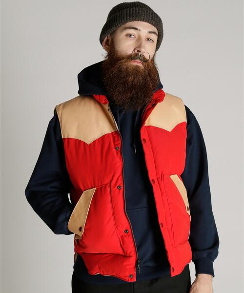 Schott（ショット）の「Schott/ショット/LEATHER COMBINATION VEST/レザー コンビ ベスト（ベスト・メンズ・ブラック/レッド・2XL/XL/L/M）」の2枚目の写真