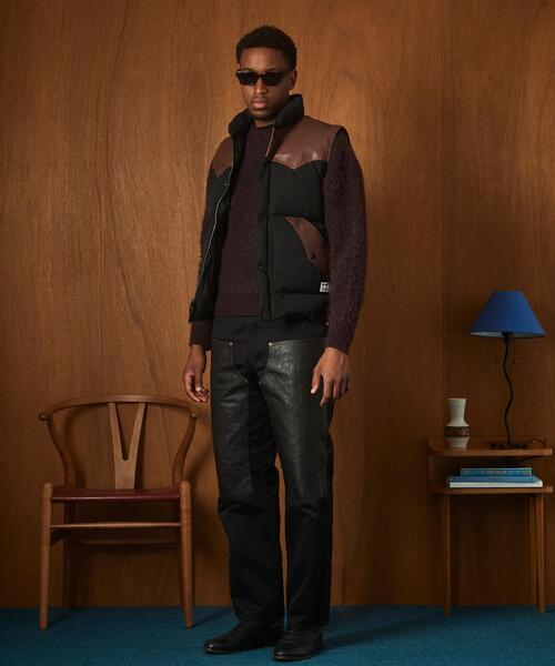 Schott（ショット）の「Schott/ショット/LEATHER COMBINATION VEST/レザー コンビ ベスト（ベスト・メンズ・ブラック/レッド・2XL/XL/L/M）」の3枚目の写真