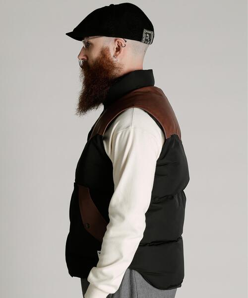 Schott（ショット）の「Schott/ショット/LEATHER COMBINATION VEST/レザー コンビ ベスト（ベスト・メンズ・ブラック/レッド・2XL/XL/L/M）」の5枚目の写真