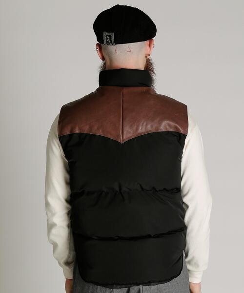 Schott（ショット）の「Schott/ショット/LEATHER COMBINATION VEST/レザー コンビ ベスト（ベスト・メンズ・ブラック/レッド・2XL/XL/L/M）」の6枚目の写真