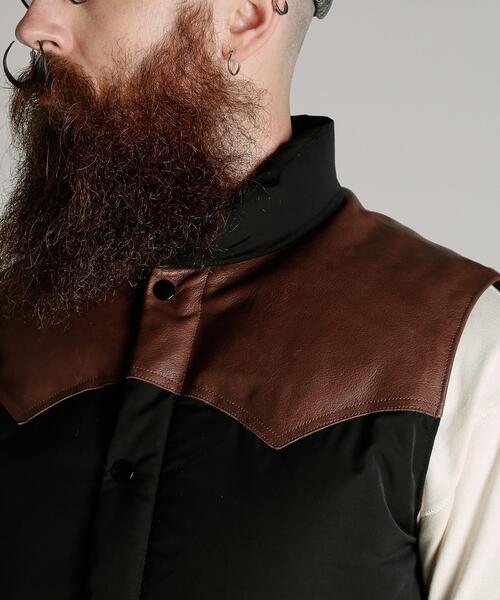 Schott（ショット）の「Schott/ショット/LEATHER COMBINATION VEST/レザー コンビ ベスト（ベスト・メンズ・ブラック/レッド・2XL/XL/L/M）」の7枚目の写真