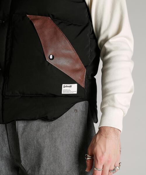 Schott（ショット）の「Schott/ショット/LEATHER COMBINATION VEST/レザー コンビ ベスト（ベスト・メンズ・ブラック/レッド・2XL/XL/L/M）」の9枚目の写真