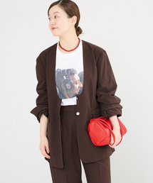 イエナ　IENA コットンウール　BOXYノーカラージャケット　コート IENA（イエナ） ジャケット ノーカラージャケット 二重織ギャバBOXY