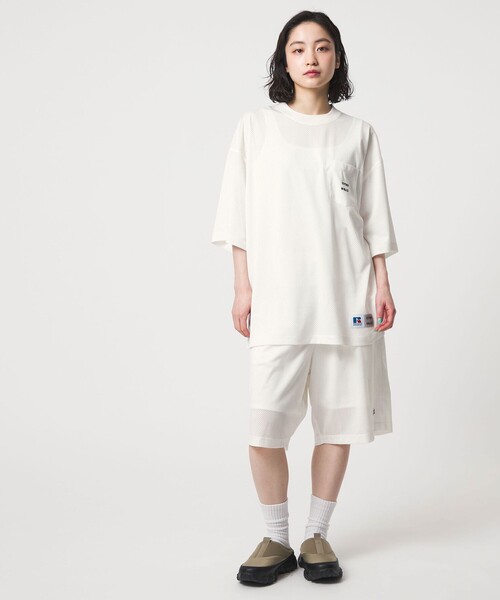 Russell Athletic(ラッセルアスレティック)の「【別注】<RUSSELL ATHLETICxCITEN>メッシュSET UP(Tシャツ/カットソー・メンズ・ホワイト/グレー系/ブラック・FREE)」の2枚目の写真