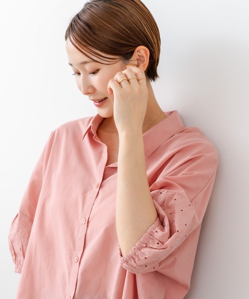 fort point(フォーポイント)の「【C-FORTPOINT/フォートポイント】【上品 高見え刺繍】袖刺繍ブラウス 綿100% 花模様 大人可愛い きれいめ 通勤 お出かけ(シャツ/ブラウス・レディース・ブラック/グレー/オフホワイト/ピンク/グリーン・FREE)」の19枚目の写真