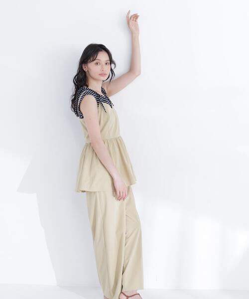 NATURAL BEAUTY BASIC(ナチュラルビューティーベーシック)の「撥水ペプラムオールインワン(つなぎ/オールインワン・レディース・ブラック/ベージュ・フリ-)」の4枚目の写真