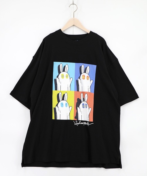ScoLar Parity(スカラーパリティ)の「362108:間違い探しおばけウサギTシャツ(Tシャツ/カットソー・レディース・パープル/ブラック/オフホワイト・M/S)」の1枚目の写真