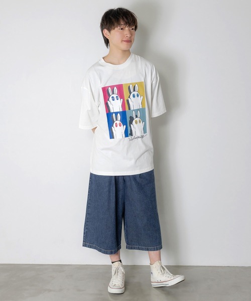 ScoLar Parity(スカラーパリティ)の「362108:間違い探しおばけウサギTシャツ(Tシャツ/カットソー・レディース・パープル/ブラック/オフホワイト・M/S)」の4枚目の写真